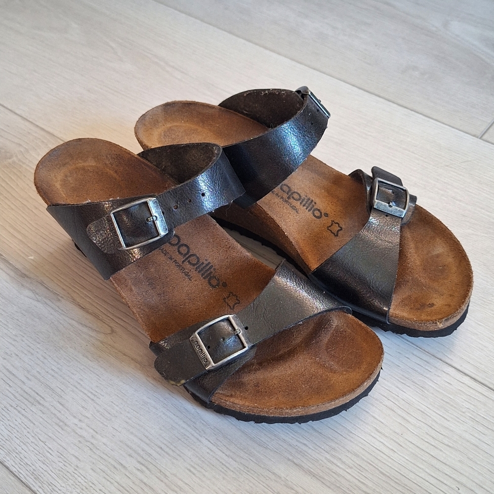 Birkenstock Brown Leather Double Buckle Sandals